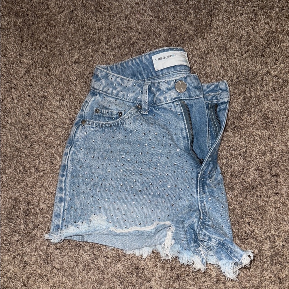 Studded Denim Mini Skirt